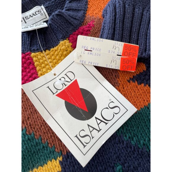 Vintage 90s Lord Isaacs Sweater Size Medium Crewneck Art To Wear Deadstock NEW - Picture 5 of 7